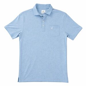 Johnnie-O Men’s Heathered Original 4-Button Polo 2.0 in Aspen Blue Size Medium